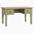 Bureau 140 x 60 x 76 cm en bois vert avec 2 tiroirs style classique