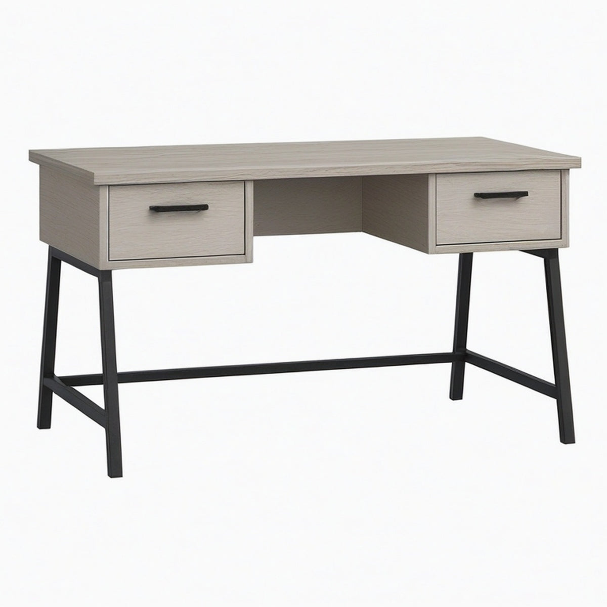 Bureau 120 x 60 x 75 cm finition bois gris avec 2 tiroirs style industriel