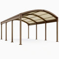 Abri voiture 600 x 300 x 270 cm en acier brun avec toit en polycarbonate cintré pour extérieur