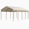 Abri voiture 600 x 300 x 270 cm en acier beige avec toiture nervurée