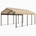 Abri voiture 500 x 300 x 240 cm en acier brun avec toiture en polycarbonate beige
