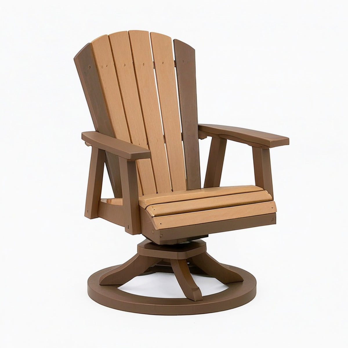 Fauteuil de jardin pivotant 85 x 80 x 100 cm en plastique brun bicolore style Adirondack