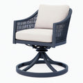 Fauteuil de jardin pivotant 75 x 76 x 88 cm en métal et corde tressée noir beige style contemporain