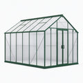 Serre de jardin 300 x 190 x 195 cm en aluminium vert avec panneaux transparents et porte double