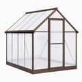 Serre de jardin 190 x 190 x 195 cm aluminium brun panneaux polycarbonate avec porte