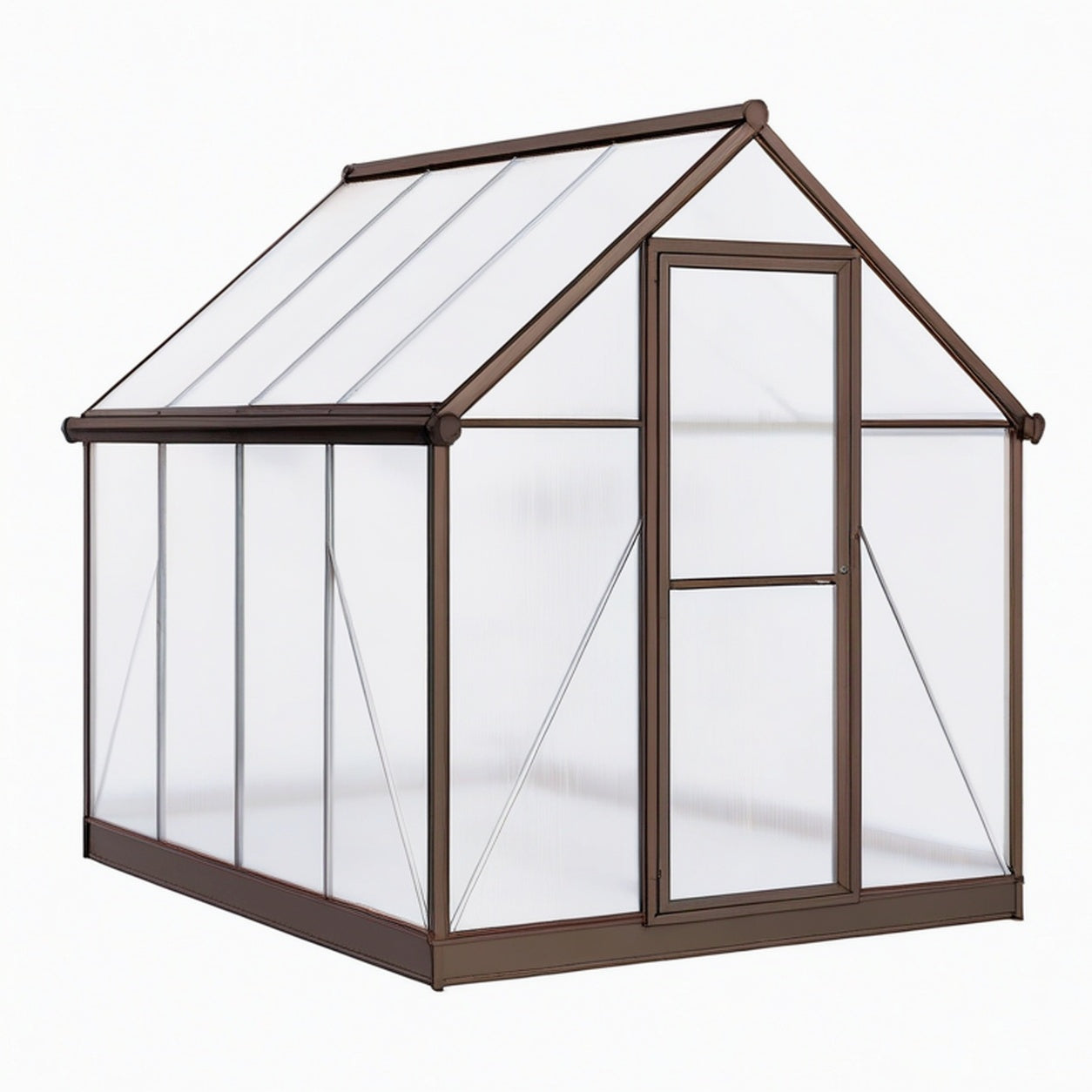 Serre de jardin 190 x 190 x 195 cm aluminium brun panneaux polycarbonate avec porte