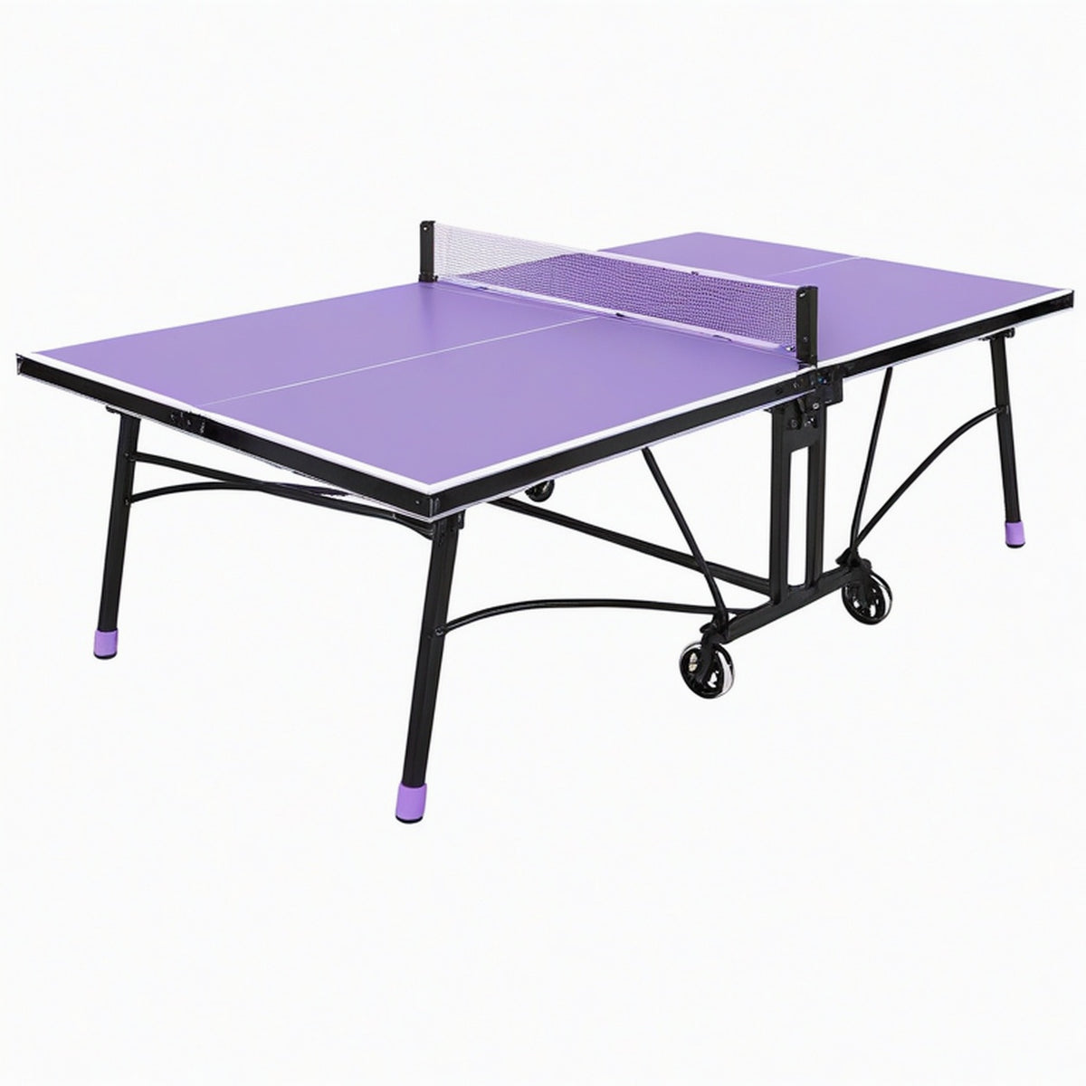 Table de tennis de table 274 x 152.5 x 76 cm violette en métal avec filet pliable
