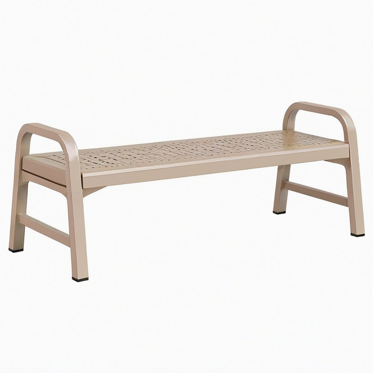 Banc de jardin 120 x 40 x 50 cm en métal beige style contemporain