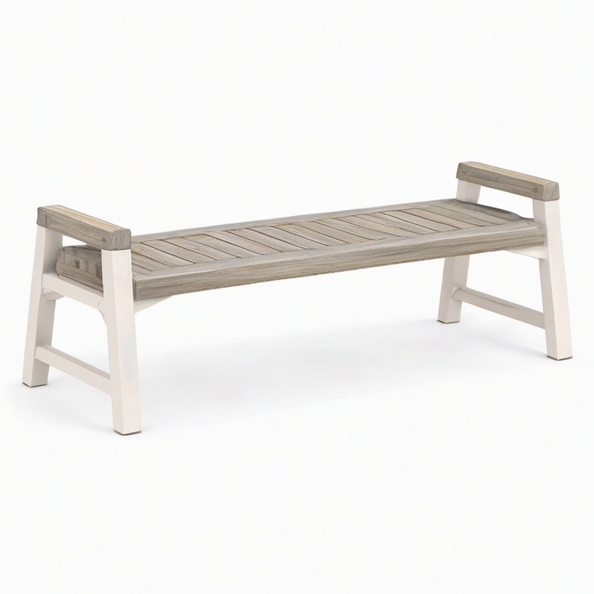Banc de jardin 150 x 60 x 85 cm en bois gris et blanc style rustique