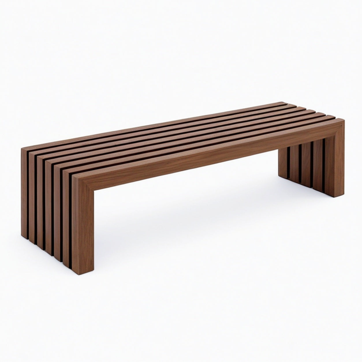 Banc 180 x 40 x 45 cm en bois brun foncé à lattes style contemporain